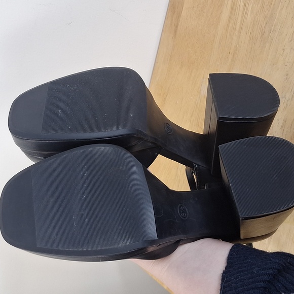 Wild Fable Black Square Toe Platform Block Heels Pumps Ankle Strap Size 8.5 - Picture 10 of 13